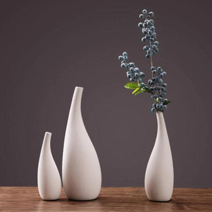 White Porcelain Vase with Water Drop Design