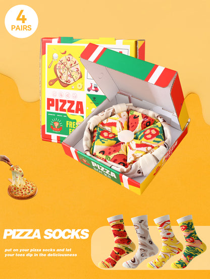 🍕 Pizza Socks Gift Box — 4 Pairs
