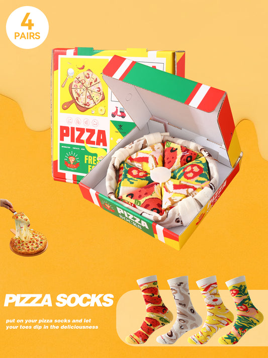 🍕 Pizza Socks Gift Box — 4 Pairs