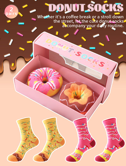 🍩 Donut Cozy Socks – 2 Pair Gift Set