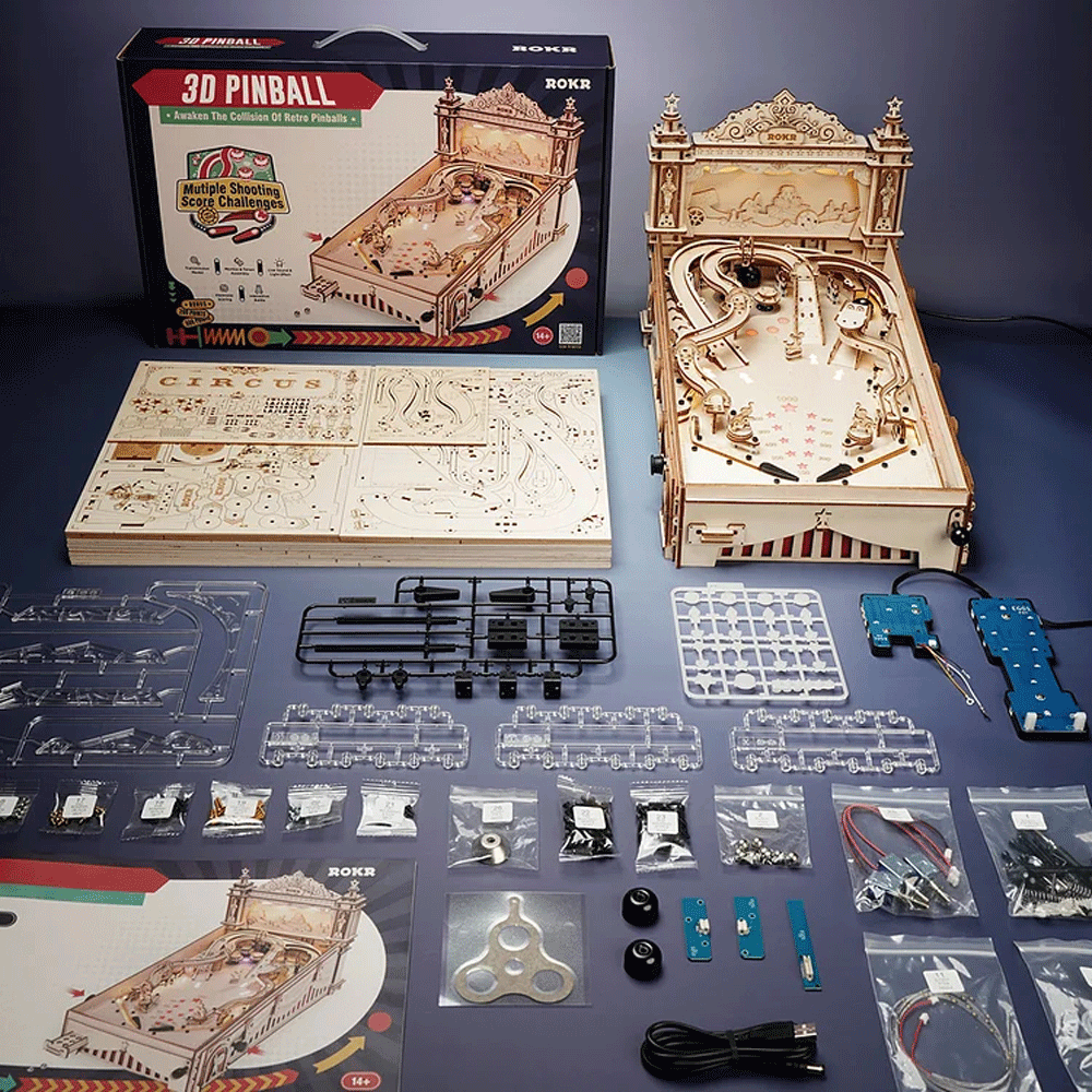 🕹️ 3D Pinball Machine Wooden Puzzle Kit