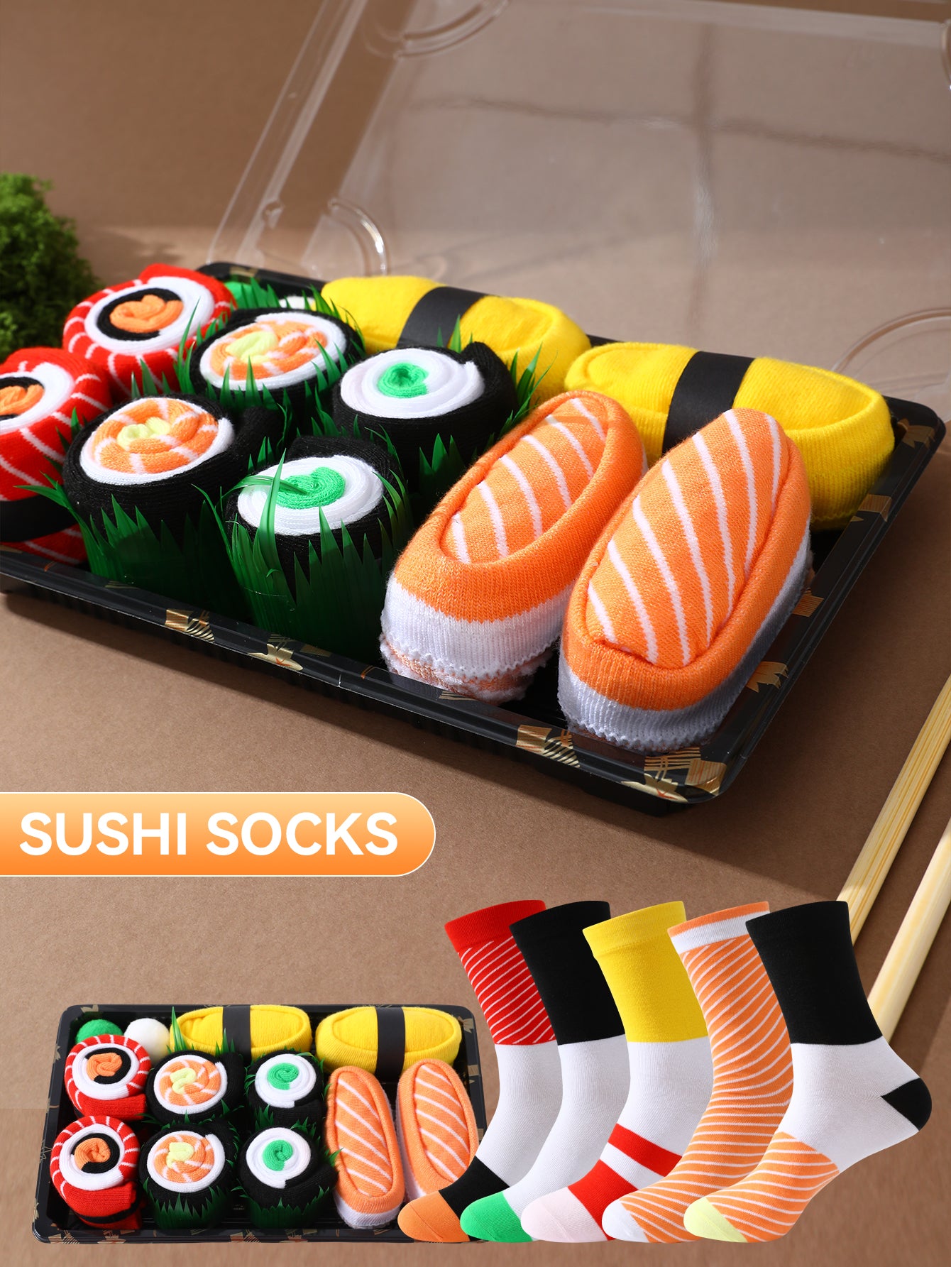 Sushi Socks Gift Set — 5 Pairs 🍣🧦