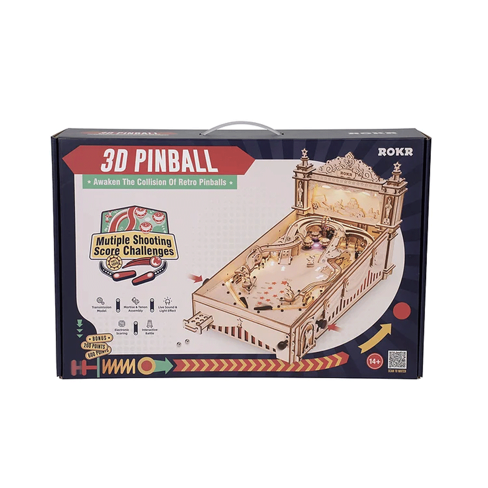 🕹️ 3D Pinball Machine Wooden Puzzle Kit